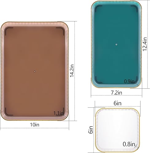 Miniatura 3 de Juego de bandejas organizadoras con 3 bandejas diferentes, juego de bandejas decorativas con borde dorado, bandeja de exhibición para cosméticos,