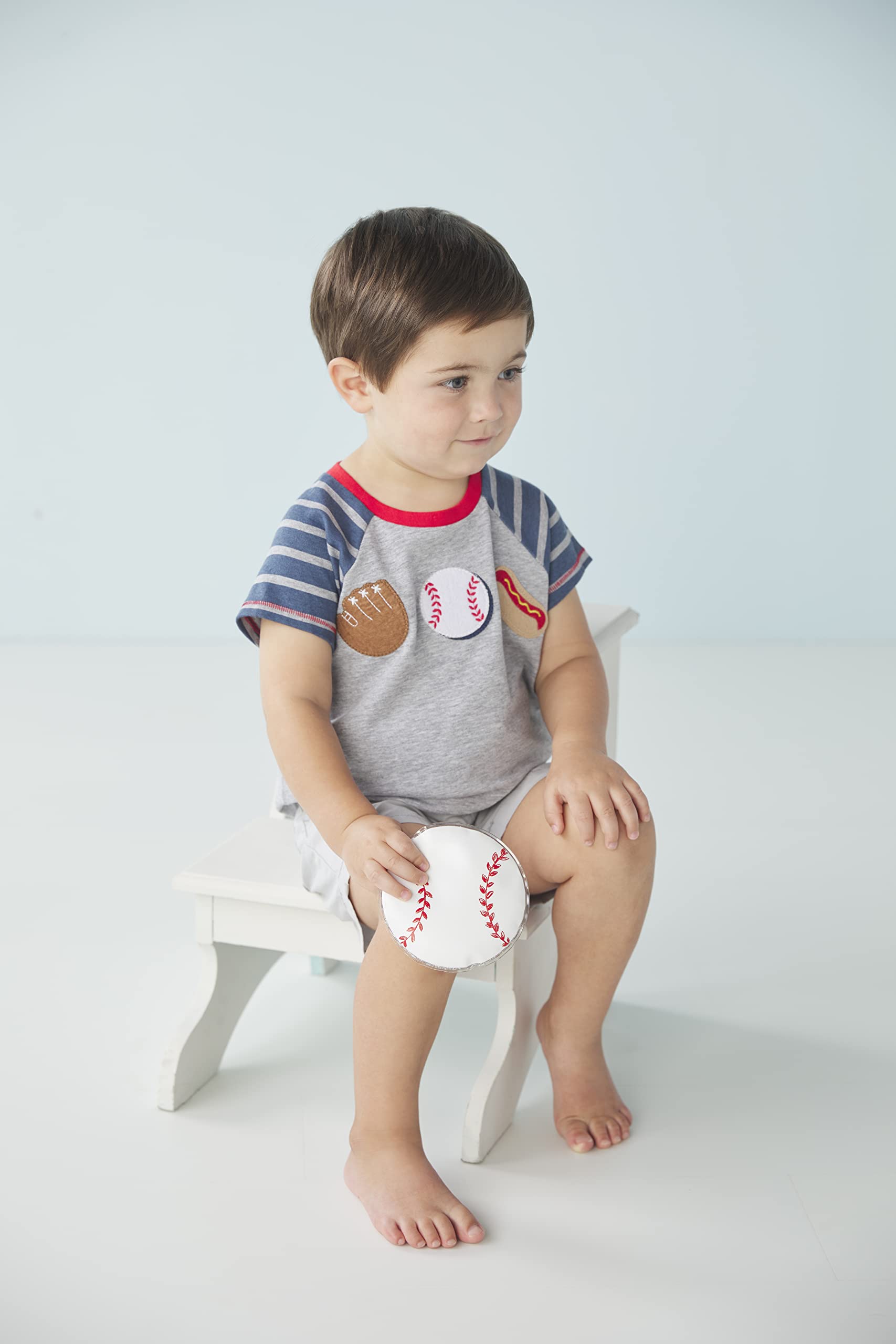 Mud Pie Baby Boys Sport Appliqué Tee, Gray, Large