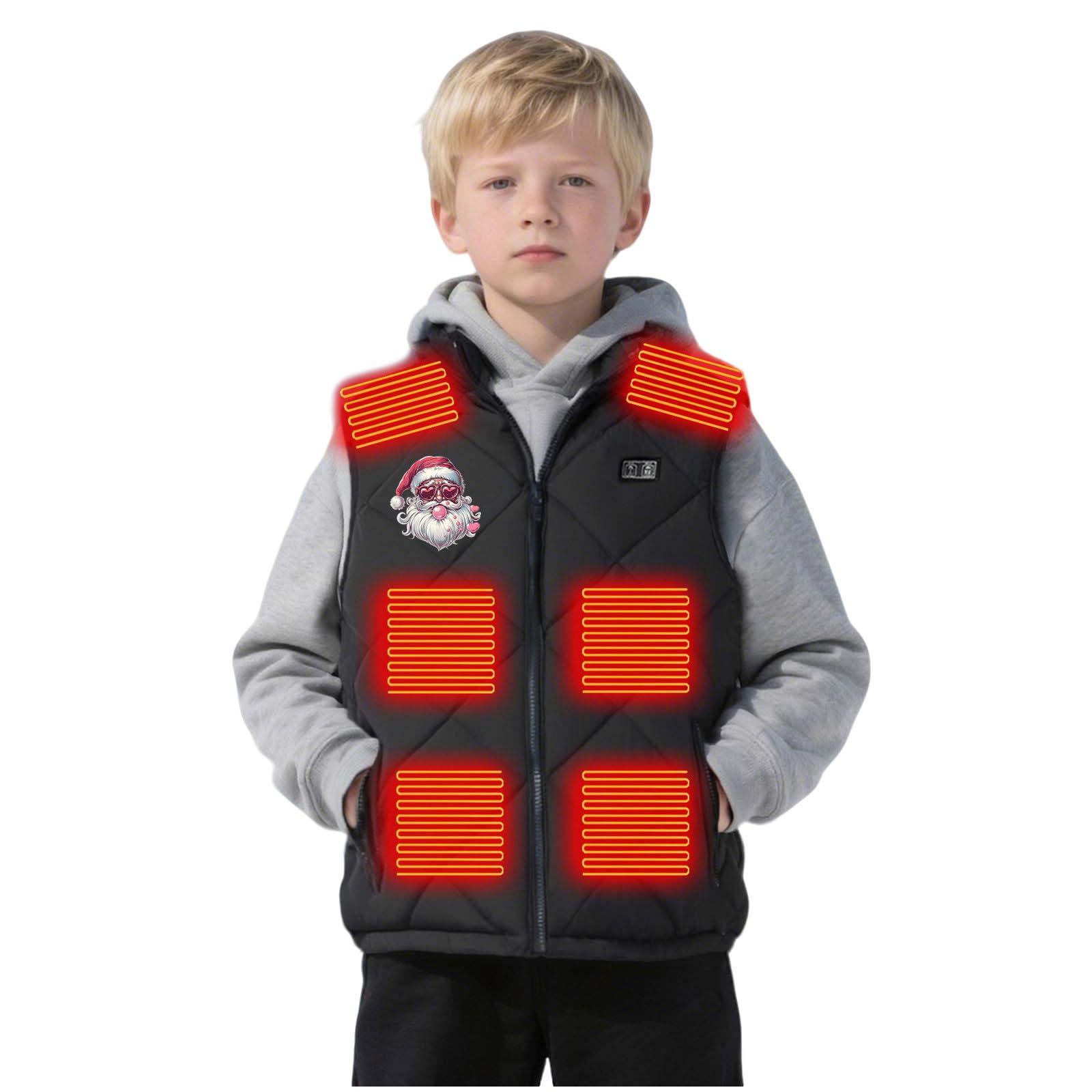 Gilet Riscaldata Invernale Bambini USB Giacca con 13 Zone Riscaldanti