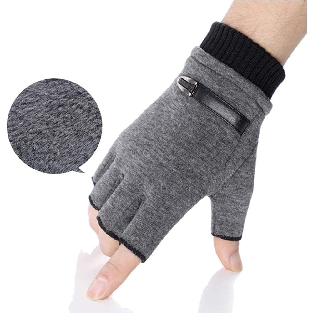 MILEVO Guantes, Guantes Térmicos, Guantes sin Dedos Invierno Cálido Medio Dedo Manopla Guantes de Trabajo Unisex for Hombre Térmico Ciclismo Moto Correr Al Aire Libre Negro