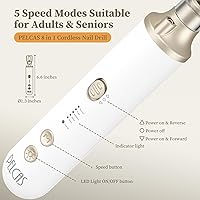 Vista 8 de PELCAS Taladro de uñas inalámbrico 8 en 1, lima de uñas eléctrico de 5 velocidades, kit de manicura y pedicura con luz LED, removedor eléctrico