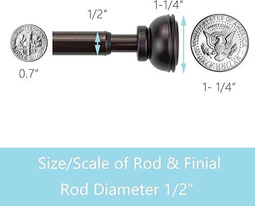 Miniatura 10 de KXLIFE Barra de cortina decorativa de tensión de resorte de 12 pulgada, paquete de 2 unidades, barra de cortina de tensión para ventana, barra de