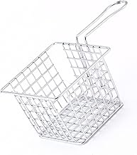 Cesto para Fritadeira, Cesto Quadrado para Fritar Com Alça de Ferro, Suporte para Batatas Fritas, Filtro para Fritar, Cestos para Uso Comercial e Doméstico (Galvanoplastia Cor)