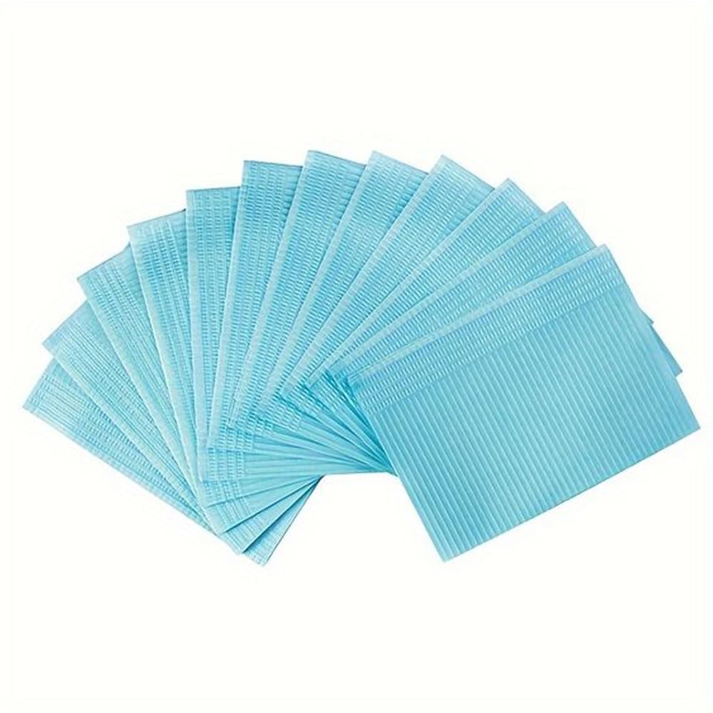 Disposable Dental Bib 13" X 18" Ply Blue Premium Disposable Waterproof Patient Bibs/2 Ply Tissue, 1 Ply Poly/Playback Sheet; Waterproof Tattoo Bibs, Tattoo Tray Covers and Dental Napkins-image-5