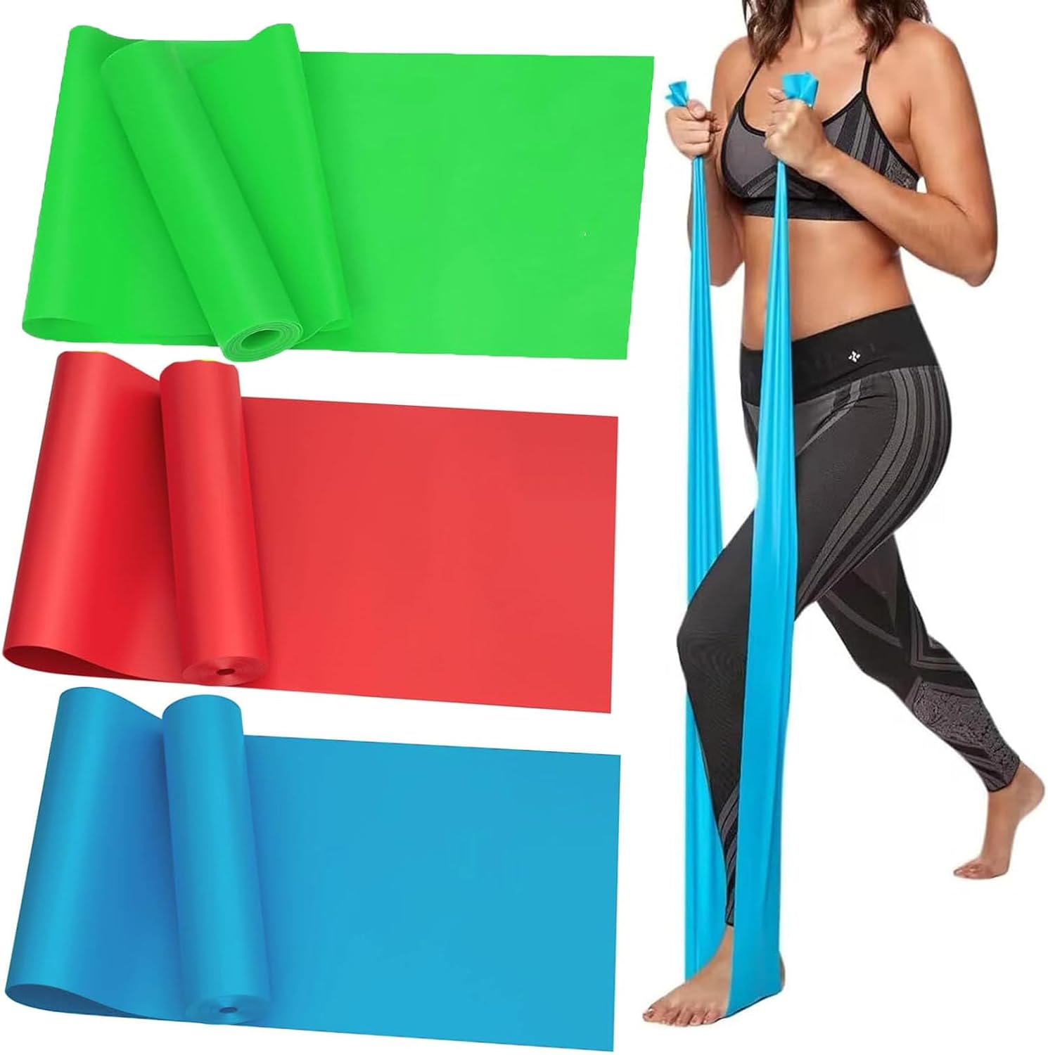 3Pack Resistance Bands Set, 1.5M/4.9ft Skin-Friendly Exercise Bands with 3 Resistance Levels, Workout Resistance Bands Set for Women Men, Ideal for Strength Training, Yoga, Gym, Pilates, Fitness