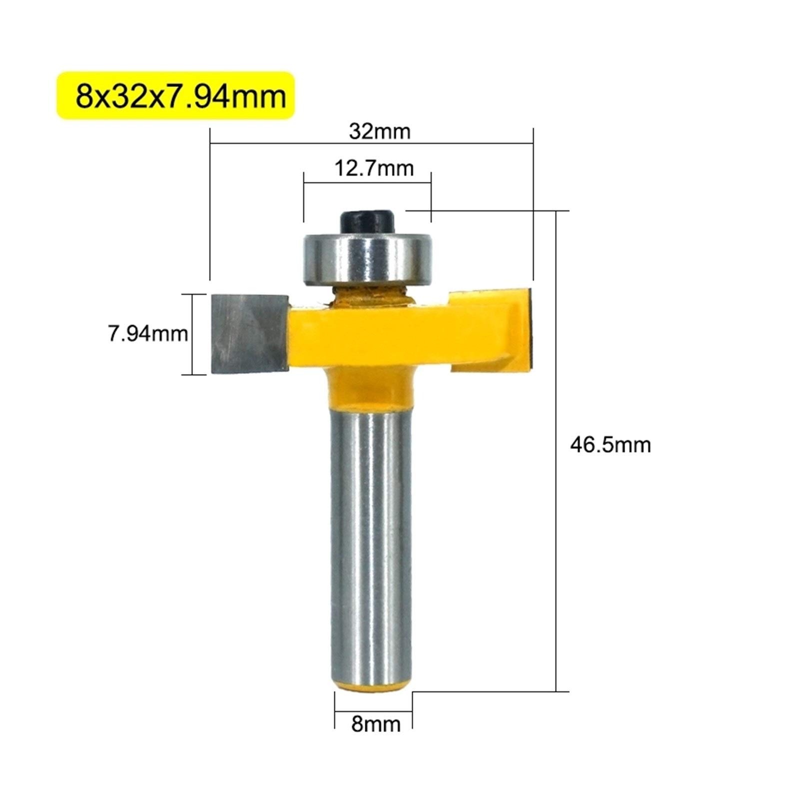Punte del Router 5Pcs 8 Millimetri Shank Cave a T Fresa con Cuscinetto Legno scanalare Fresa T-Tipo Potente Strumento di carpenteria in Legno