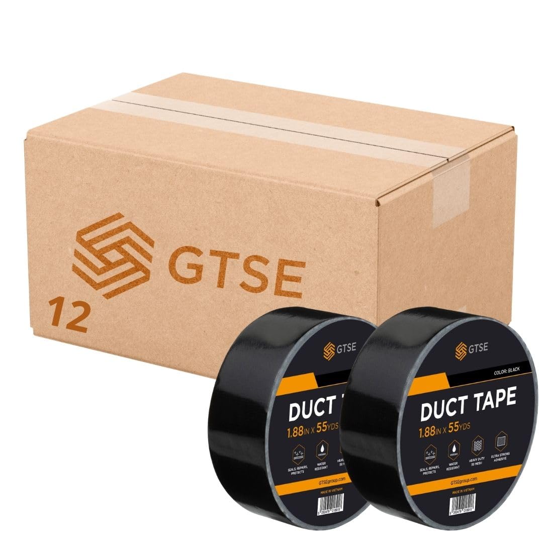 GTSE - Nastro Adesivo da Imballaggio 48 mm x 50 m nero 12 Rotoli | Fascette in nylon resistenti e autobloccanti - Multiuso, per casa, ufficio, garage e fai da te