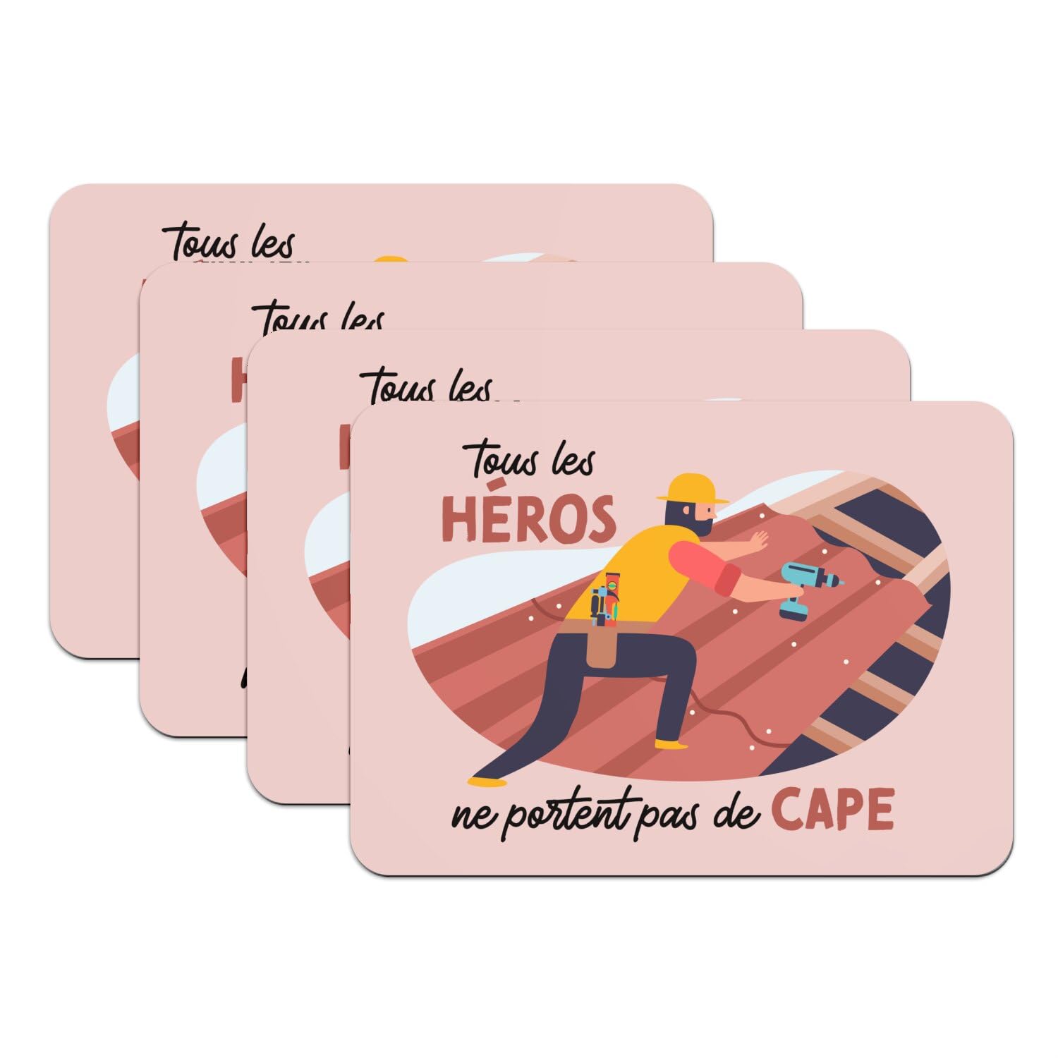 Set de table les vrais héros rose pour repas de couvreur
