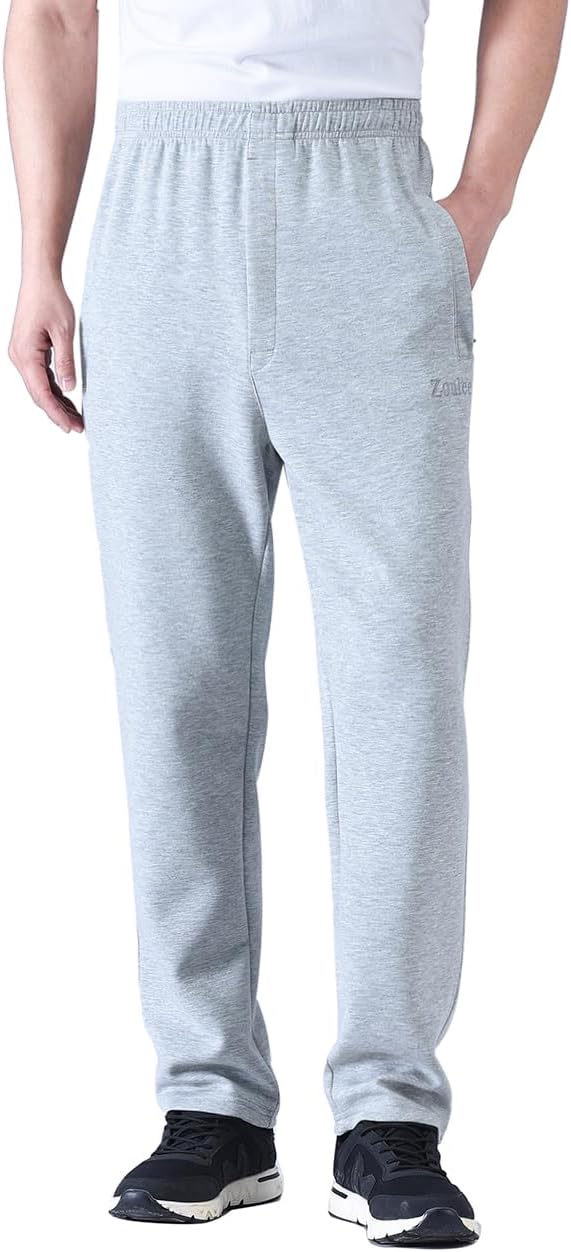 Zoulee New Men's Classic Drawstring-Waist Jogger Pants Sweatpants with Zipper Fly - Image 4