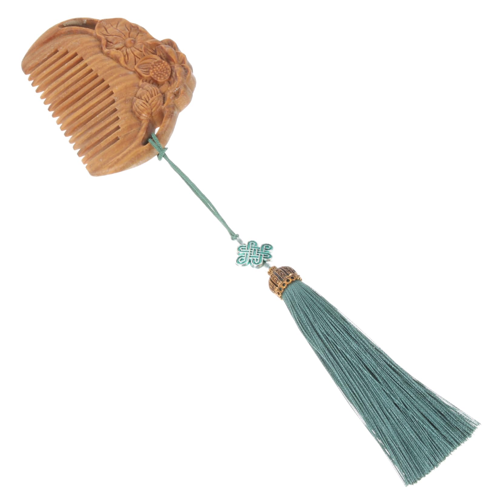 Peine Elegante de Madera de sándalo Tallada para peinar el Cabello Rizado (Multicolor, 7 x 6 x 0,60 cm)