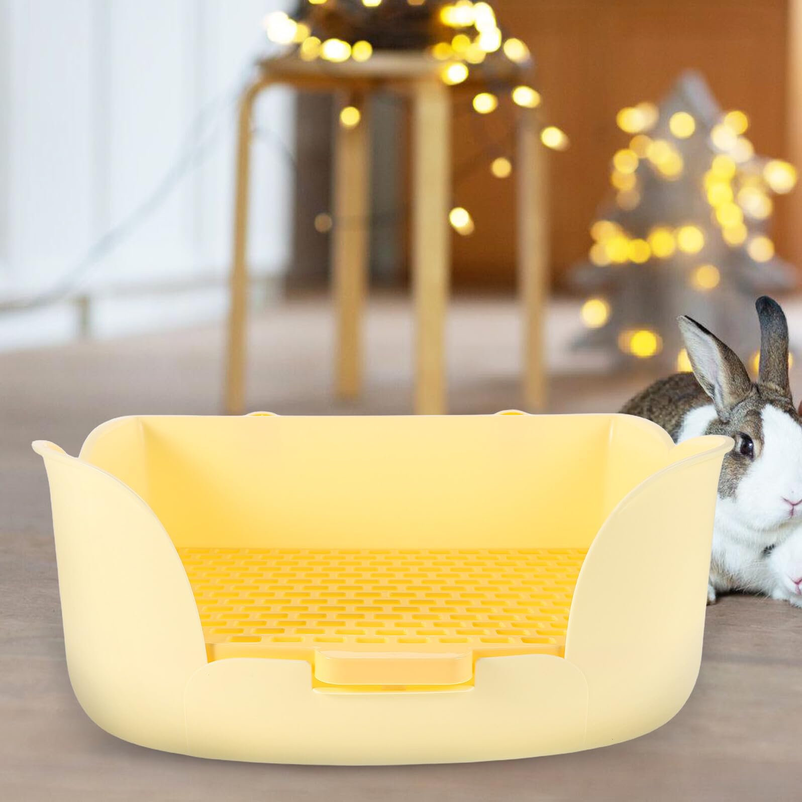 GALPADA Kaninchen Toilettentrainer Kunststoff mit Abdeckung für Kleintiere Meerschweinchen Chinchillas Urintrennung Pflegeleicht für Kleintierkäfige Geeignet