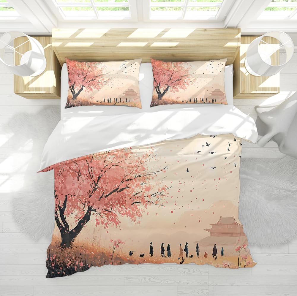 Parure de lit fleurs de cerisier rose pour créer une ambiance zen dans votre chambre