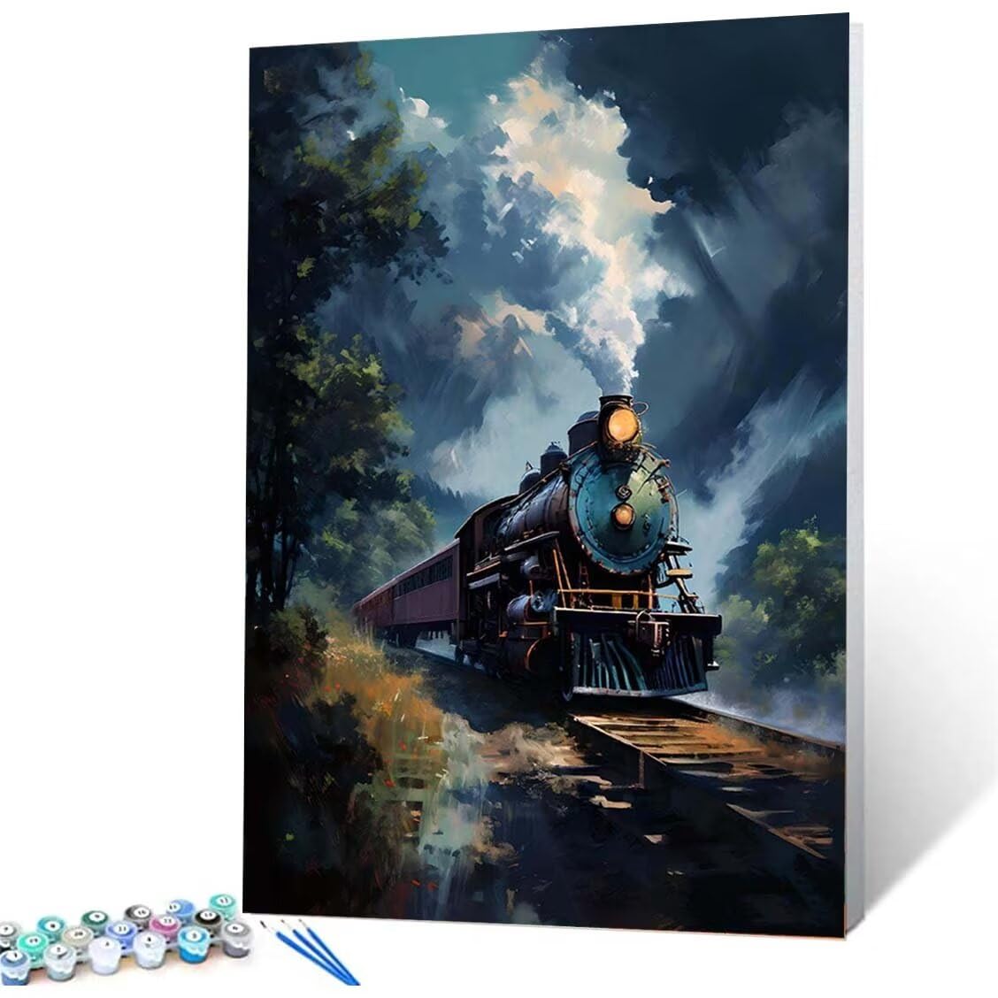 Amazon.co.jp: 油絵 数字による油絵 蒸気機関車 DIY 数字でペイント