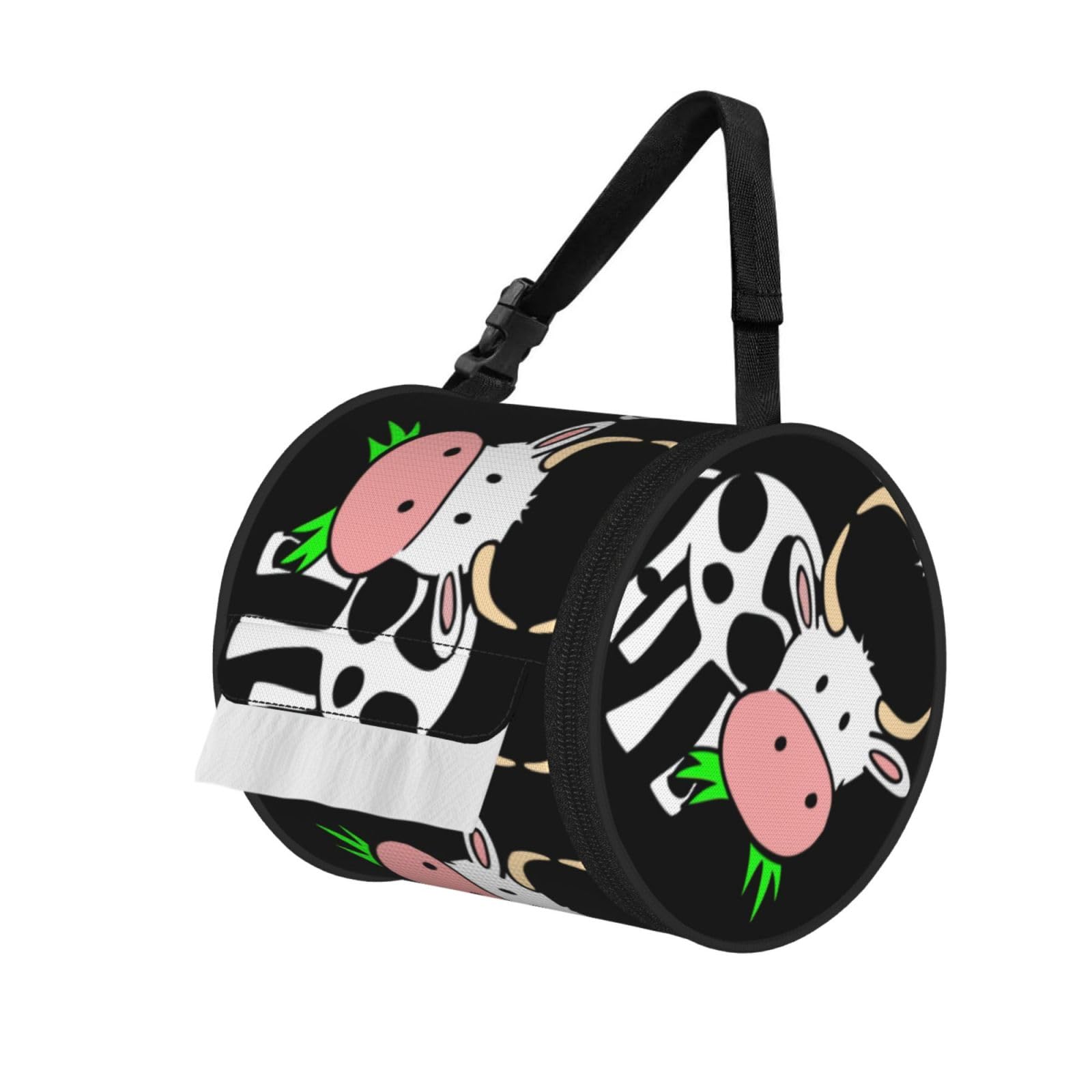cute cow Printed Toilet Paper Holder Bag, Adjustable Strap Roll Paper Organizer for Car Kitchen Outdoor