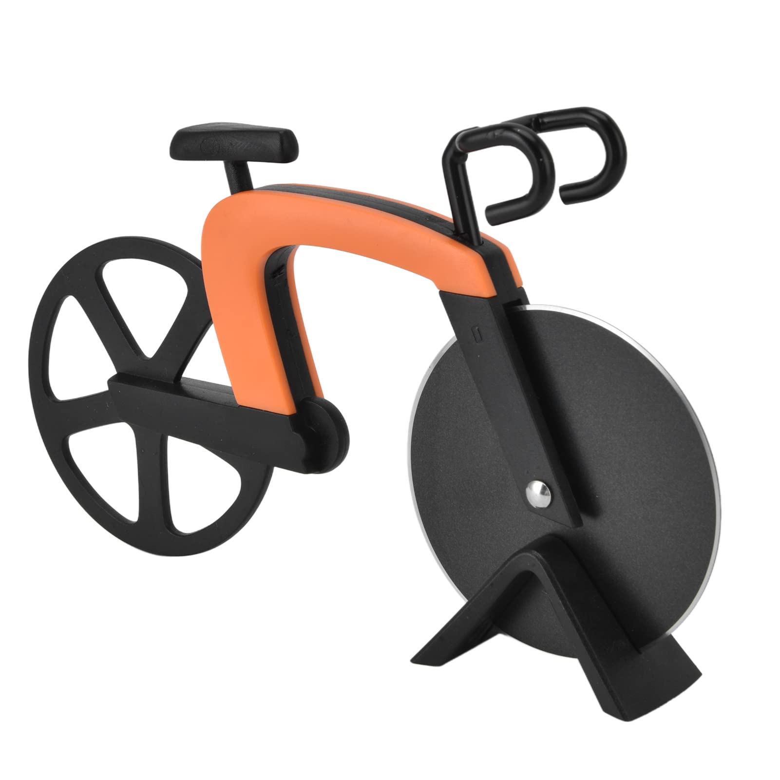Ymiko Pizza Cutter, Stainless Steel Pizza Cutter Wheel with Stainless Steel Vane/Wing Pastry for Household, Kitchen, Restaurant, Dessert Shop (Orange)