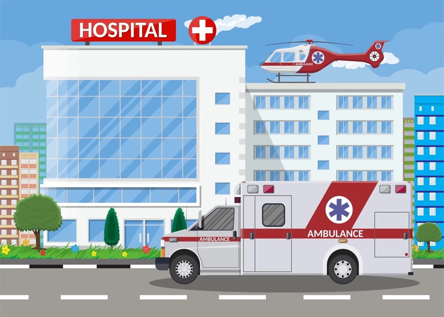 Loccor 6x4ft Fabric Hospital Backdrop for Nurse Graduation Ambulance Medical Photography Background Paramedic Retirement Party Decorations Nursing