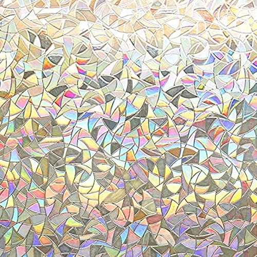 Privacy Window Film, 3D Crystal Decorative Stained Glass Window Film Rainbow Effect Removable Self Adhesive Glass Sticker Static Cling Window Paper for Kitchen (17.7in*118in)