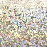 Privacy Window Film, 3D Crystal Decorative Stained Glass Window Film Rainbow Effect Removable Self A