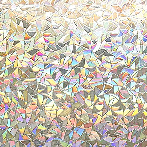 Privacy Window Film, 3D Crystal Decorative Stained Glass Window Film Rainbow Effect Removable Self Adhesive Glass Sticker Static Cling Window Paper For Kitchen (17.7In*118In) #TOP30