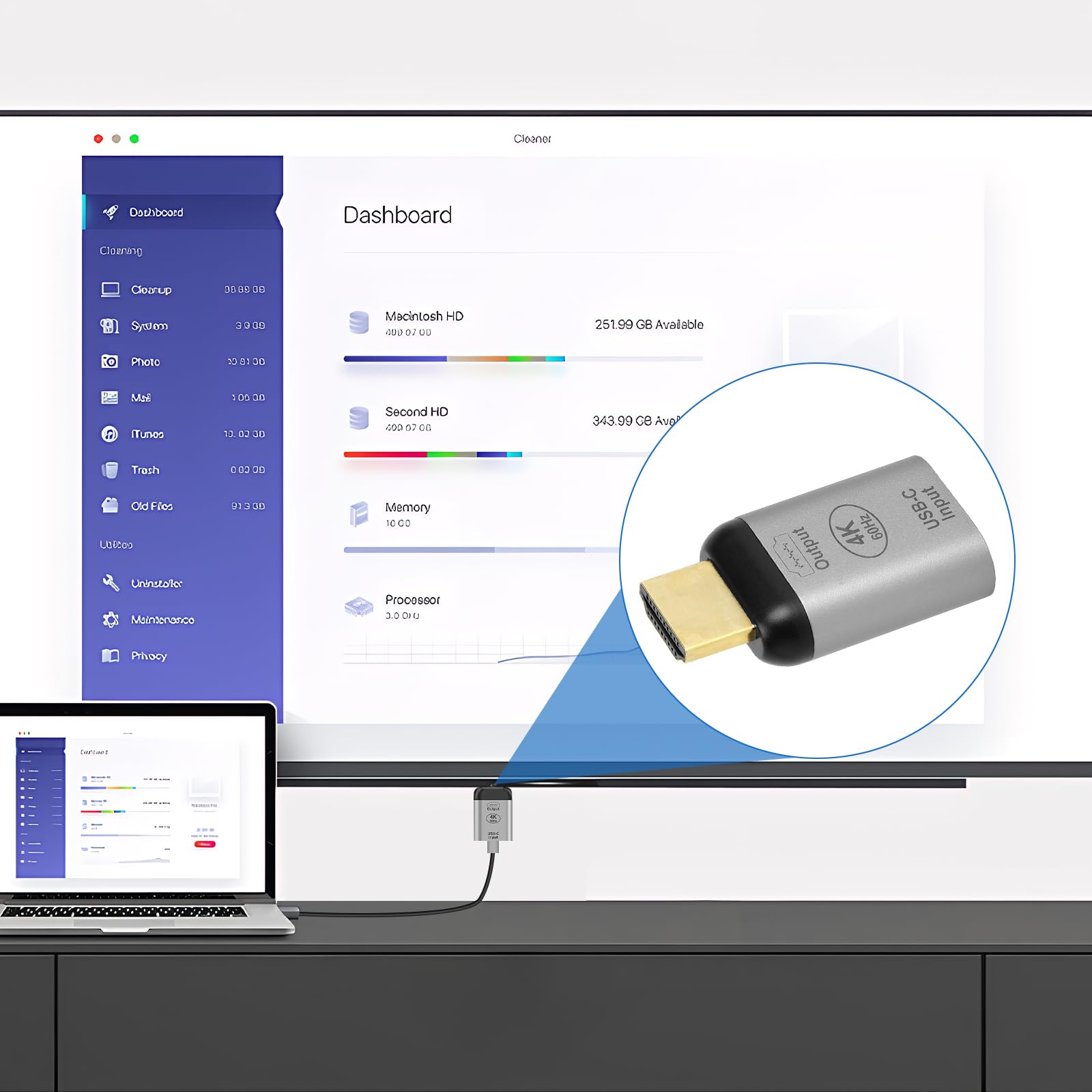 Przejściówka z USB C na HDMI, 4K 60Hz, typ C żeński na HDMI męski, kompatybilna z MacBook, iPad Pro, Samsung Galaxy, Steam Deck, laptop, smartfon, monitor, TV, projektor