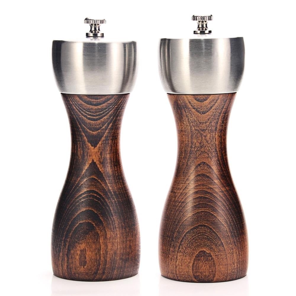 Macina Pepe Saliera Macina Sale E Pepe Macinini in Legno Meccanismi Gourmet di Precisione Grani al Marino Premium(8in for Salt)