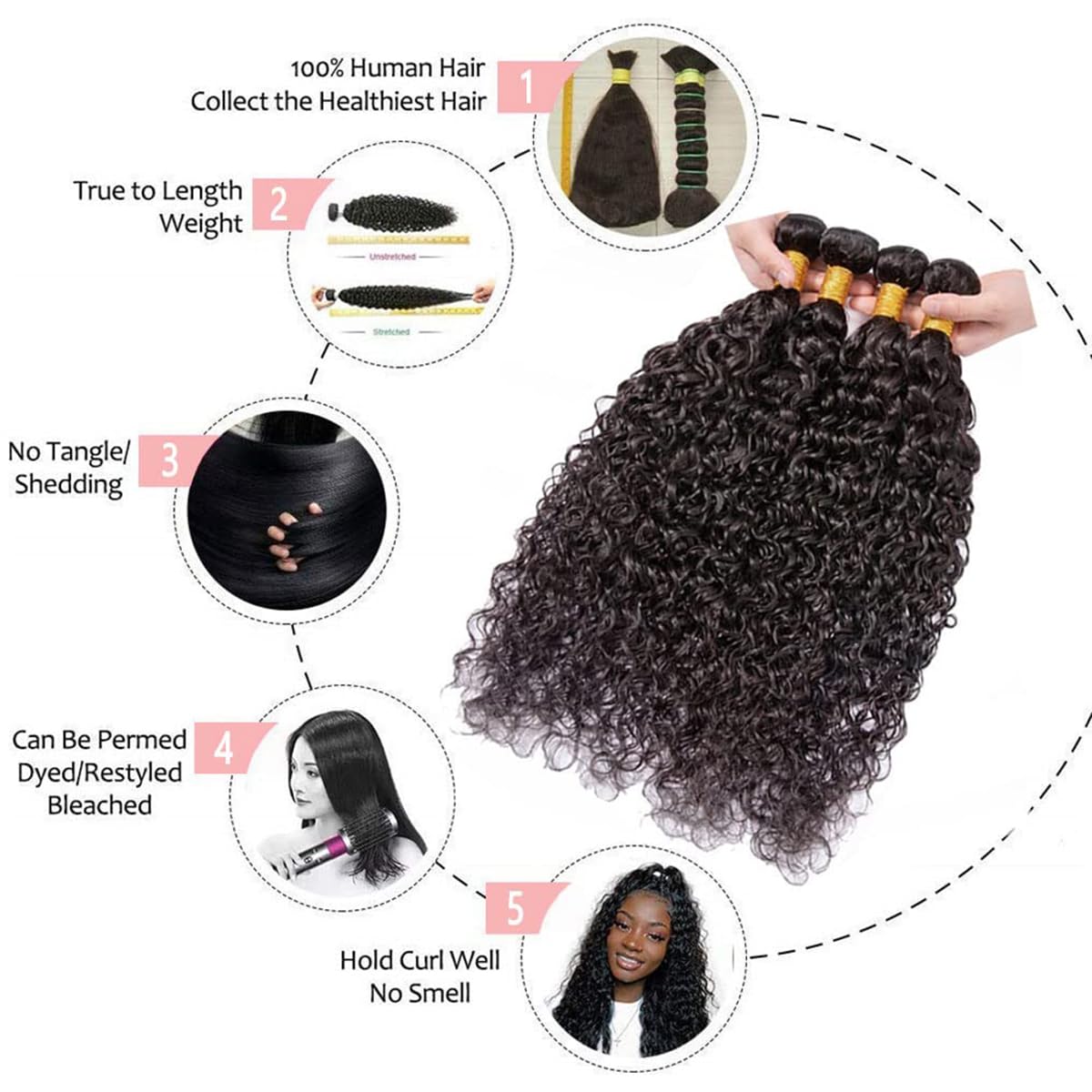 Water Wave Human Hair Bundles 28 30 32 Inch 100% Unprocessed Brazilian Virgin Wet and Wavy Bundles Hair Extensions Curly Wave Bundle Natural Color - Image 4