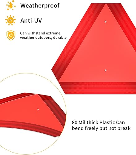 Miniatura 2 de Letrero triangular para vehículo de movimiento lento, letrero SMV para carrito de golf, UTVATVRTV, tractor y equipo agrícola, altamente reflectante