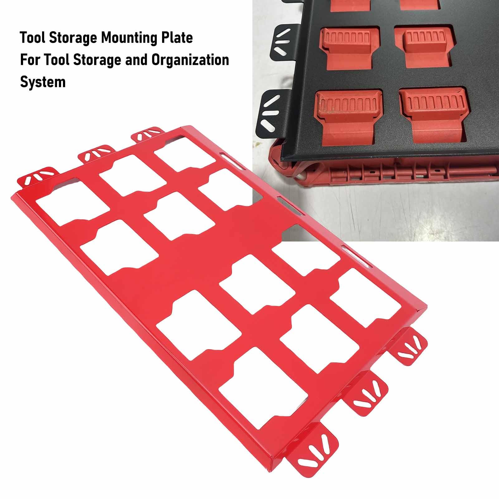 Generic Generic Caja de Herramientas para Montaje en Pared, Placa de Montaje, Base Metálica Robusta para Paquete, Organiza Herramientas de Forma Segura en el Espacio de Trabajo (rojo) (rojo)