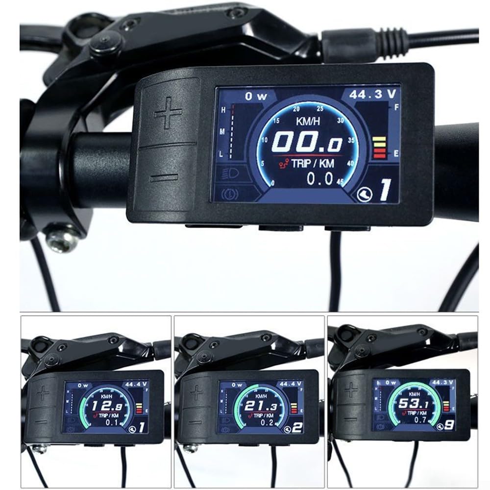 Zilimontt Display LCD a colori per bici elettrica 500C | Velocità e chilometraggio | Indicatore di batteria e alimentazione | Nero