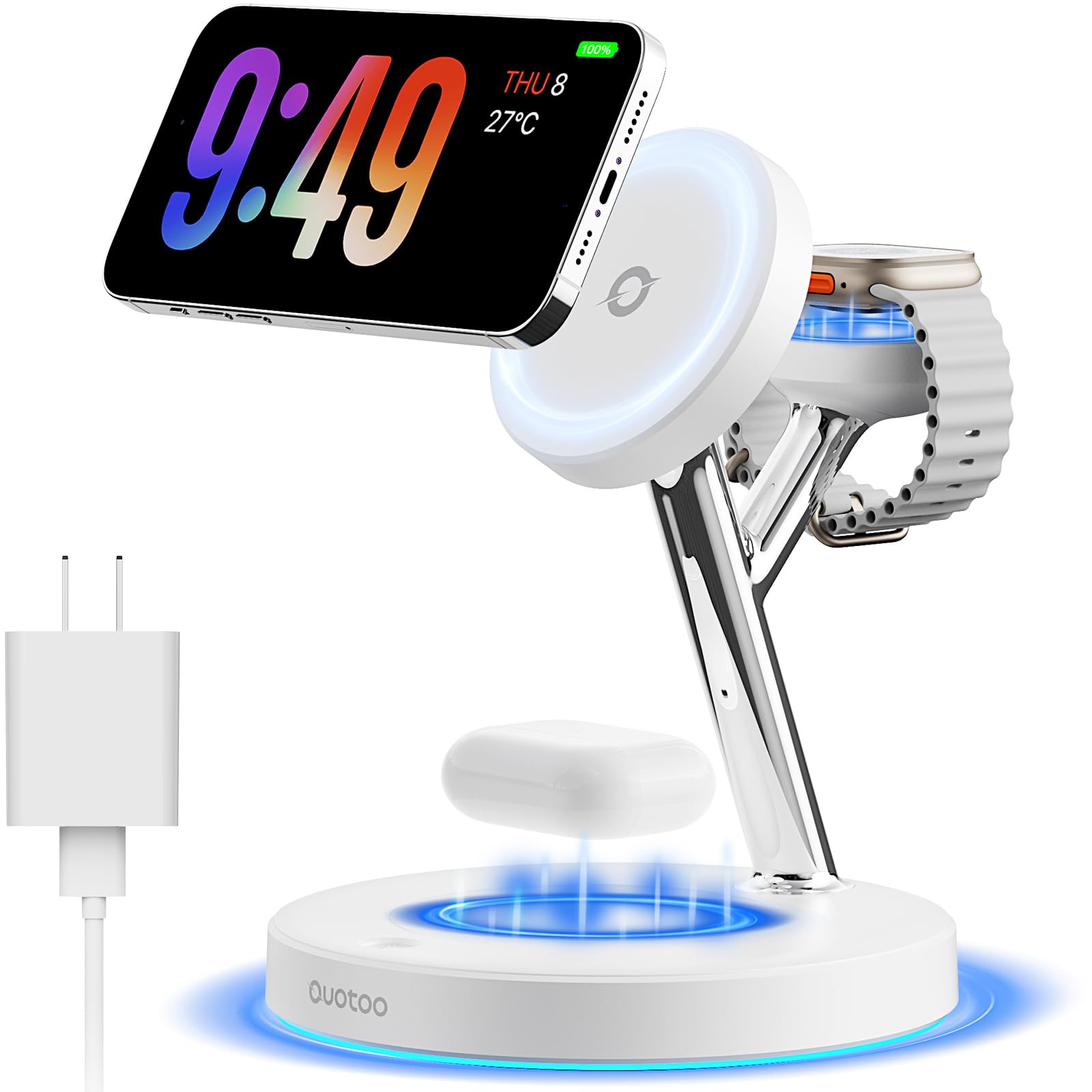 New 3 in 1 Charging Station for Apple Compatible with Magsafe Charger Stand for iPhone 17 16 15 14 13 12 Wireless Charging Station for AirPods