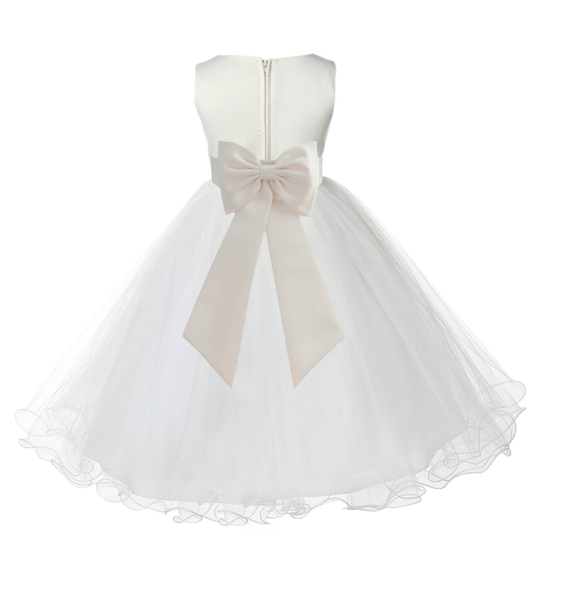 Ivory Tulle Rattail Edge Junior Flower Girl Dresses Christening Dresses 829T 8