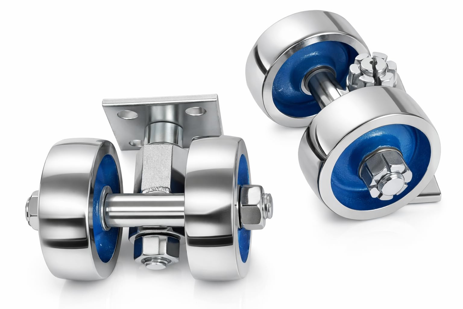 Castersman 2 Inch Heavy Duty Cast Iron Furniture Caster Wheels with Top Plate, Silver, Set of 4-image-27