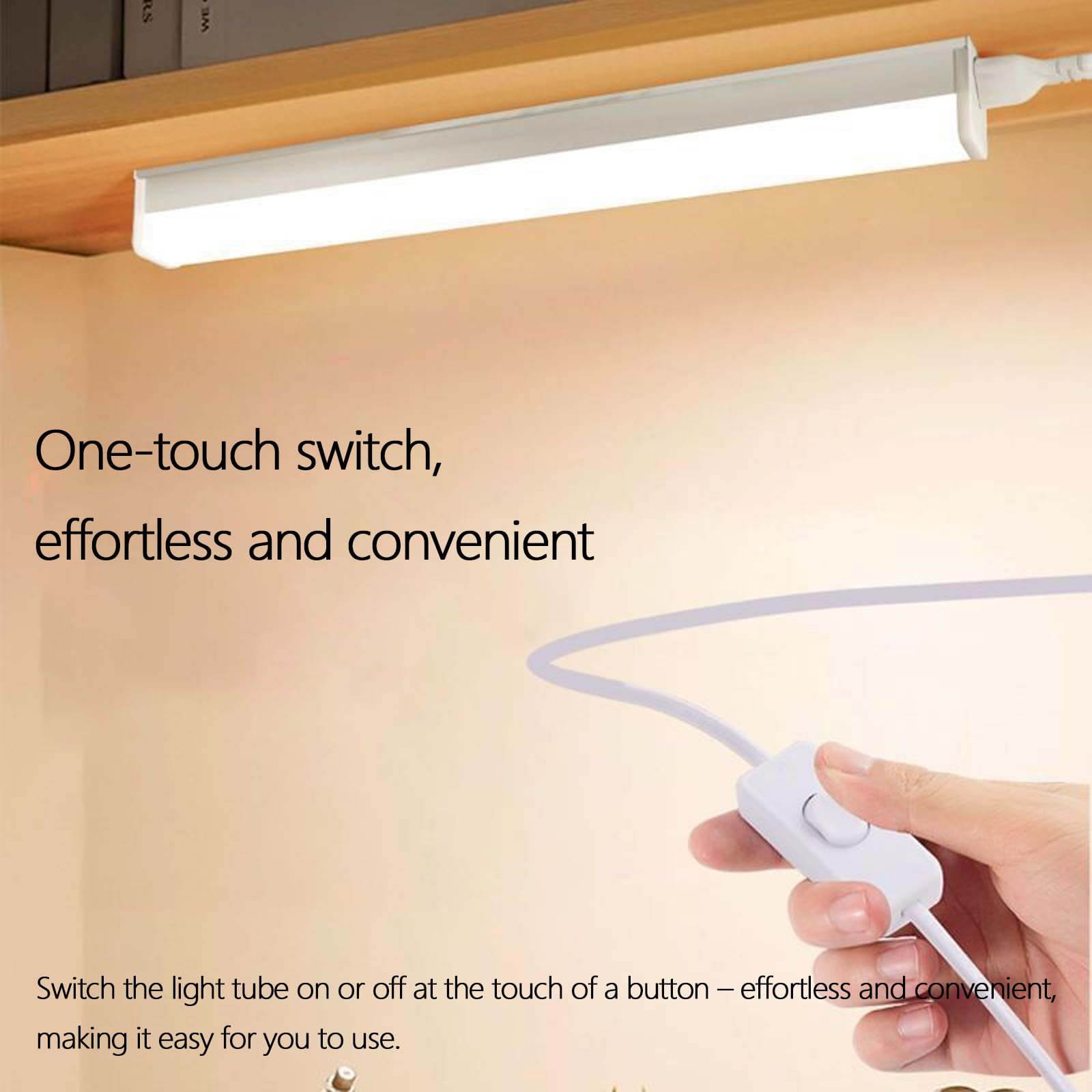 Biała lampa ścienna LED, długa, z przełącznikiem magnetycznym, ściemniana 3000K/4000K/6000K, nowoczesny minimalistyczny prostokątny design do wnętrz, idealna do wnętrz