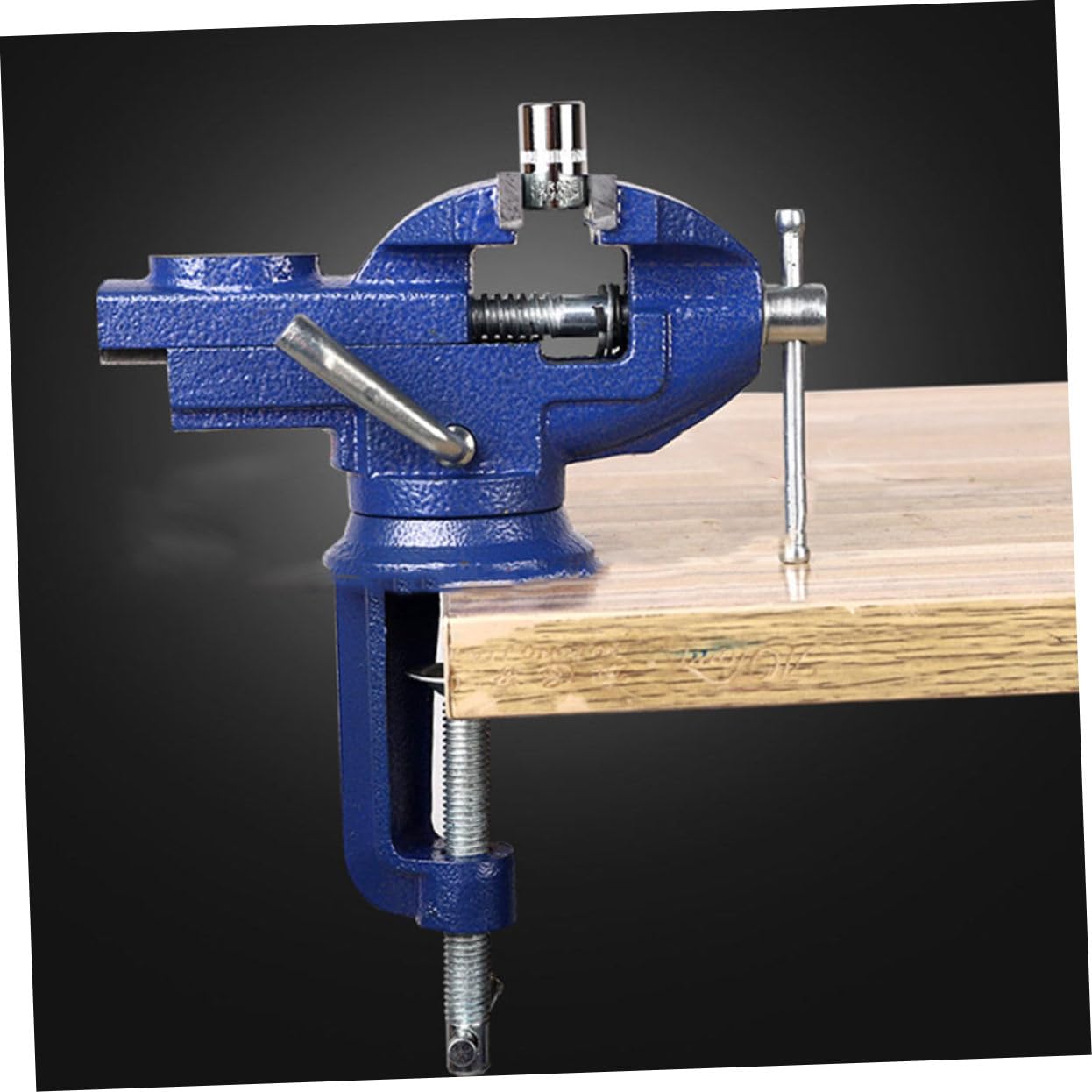 Étau de Table Pivotant Multifonction Bleu en Fer et Acier pour Atelier