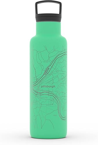 Miniatura 97 de Well Told Botella de agua aislada con mapa de Washington DC grabado, botella de acero inoxidable grabada (21 onzas, blanco) botella aislada de mapa