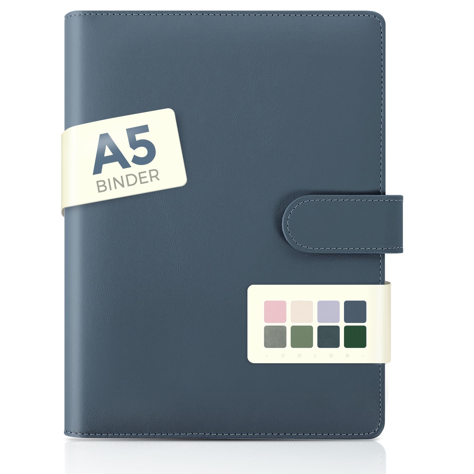 SKYDUE A5 Binder, A5 Ring Binder Faux Leather r for Office, School and Travel(Darkblue)