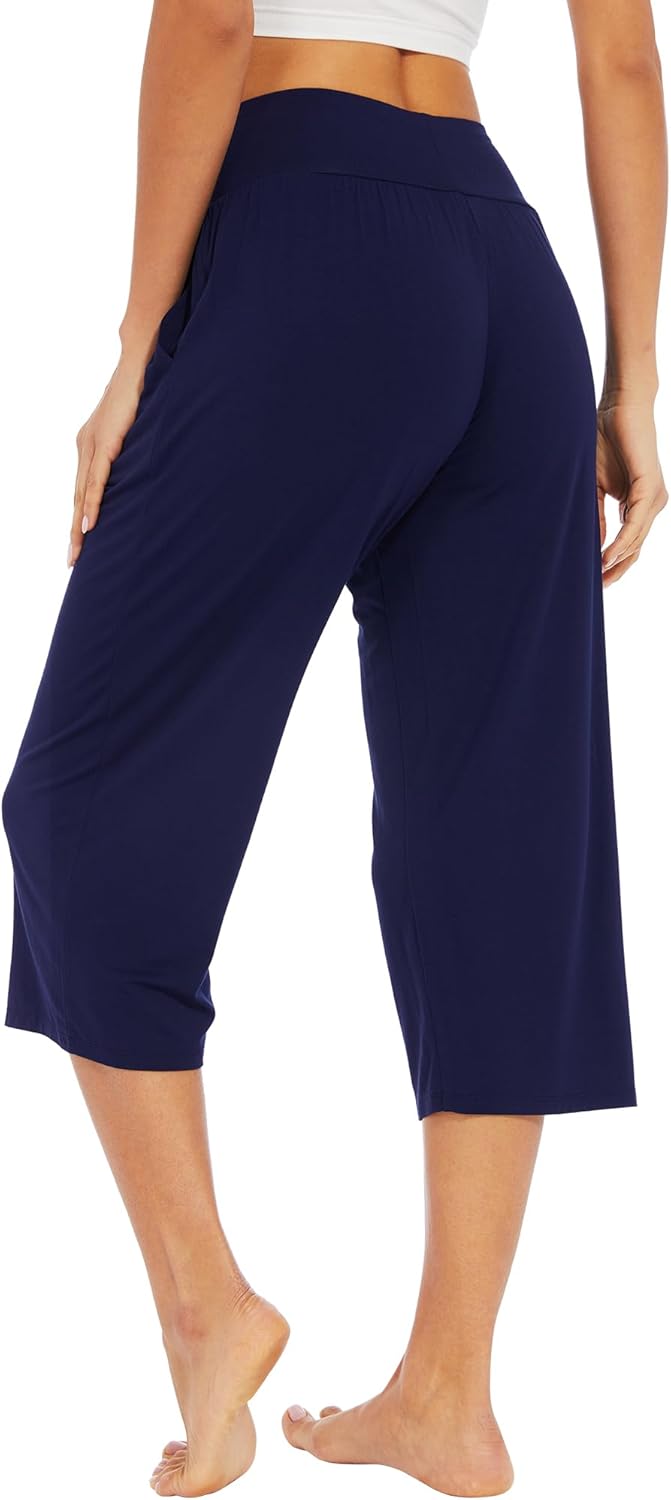 WiWi Viscose from Bamboo Soft Capri Yoga Loose Pants for Women High Waisted Comfy Pjs Capris Lounge Pajama Bottoms S-XXL - Image 2