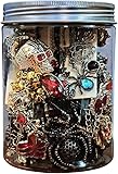 Tarro de joyería | Pendientes vintage | Mezcla de 28 anillos, collares y pulseras | Elegante joyería vintage | Regalo para ella
