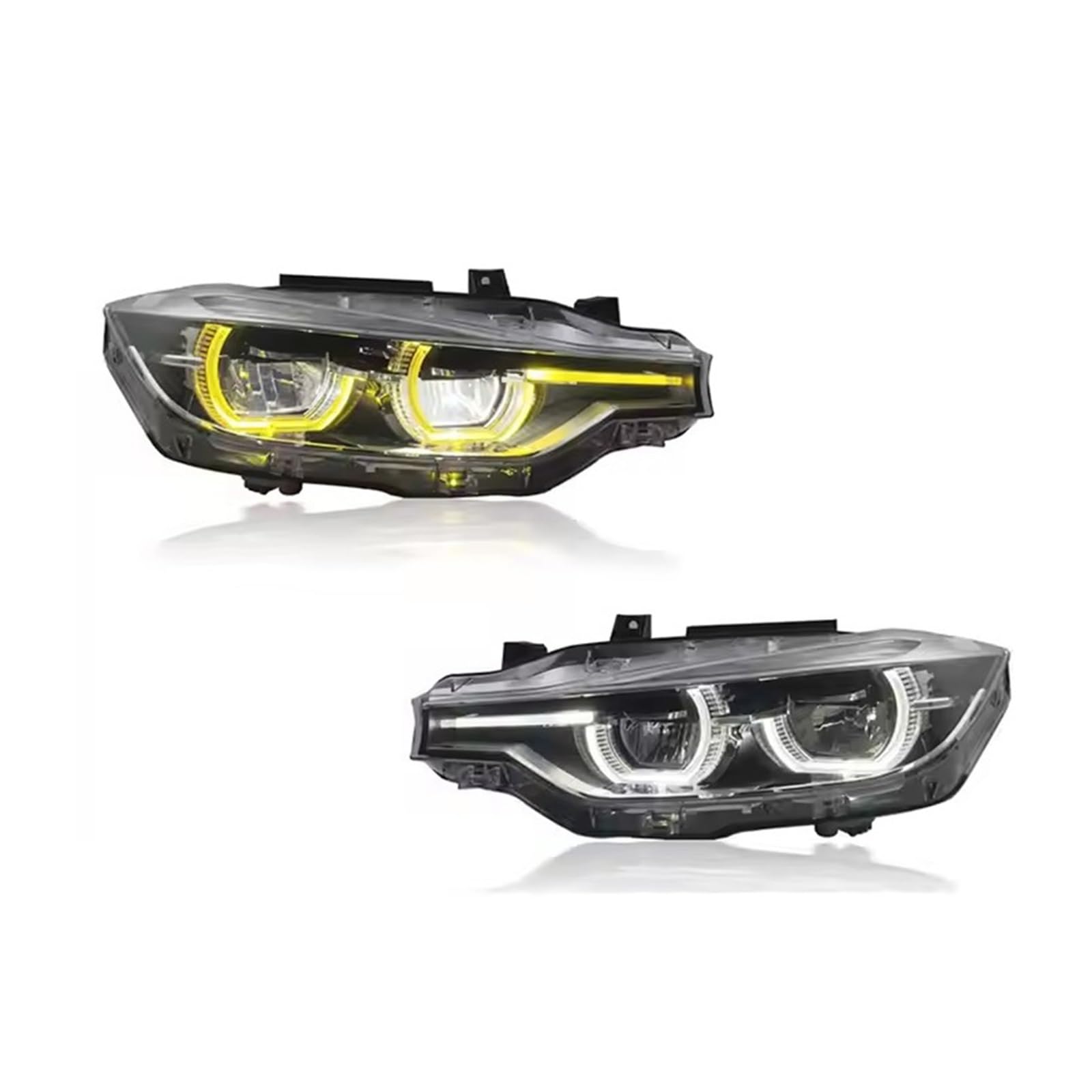 Fari Anteriori per BMW Serie 3 F30 F35 2013-2019, Colore Giallo/Bianco, con luci diurne a LED e indicatori di direzione, Installazione Plug And Play (Originali).