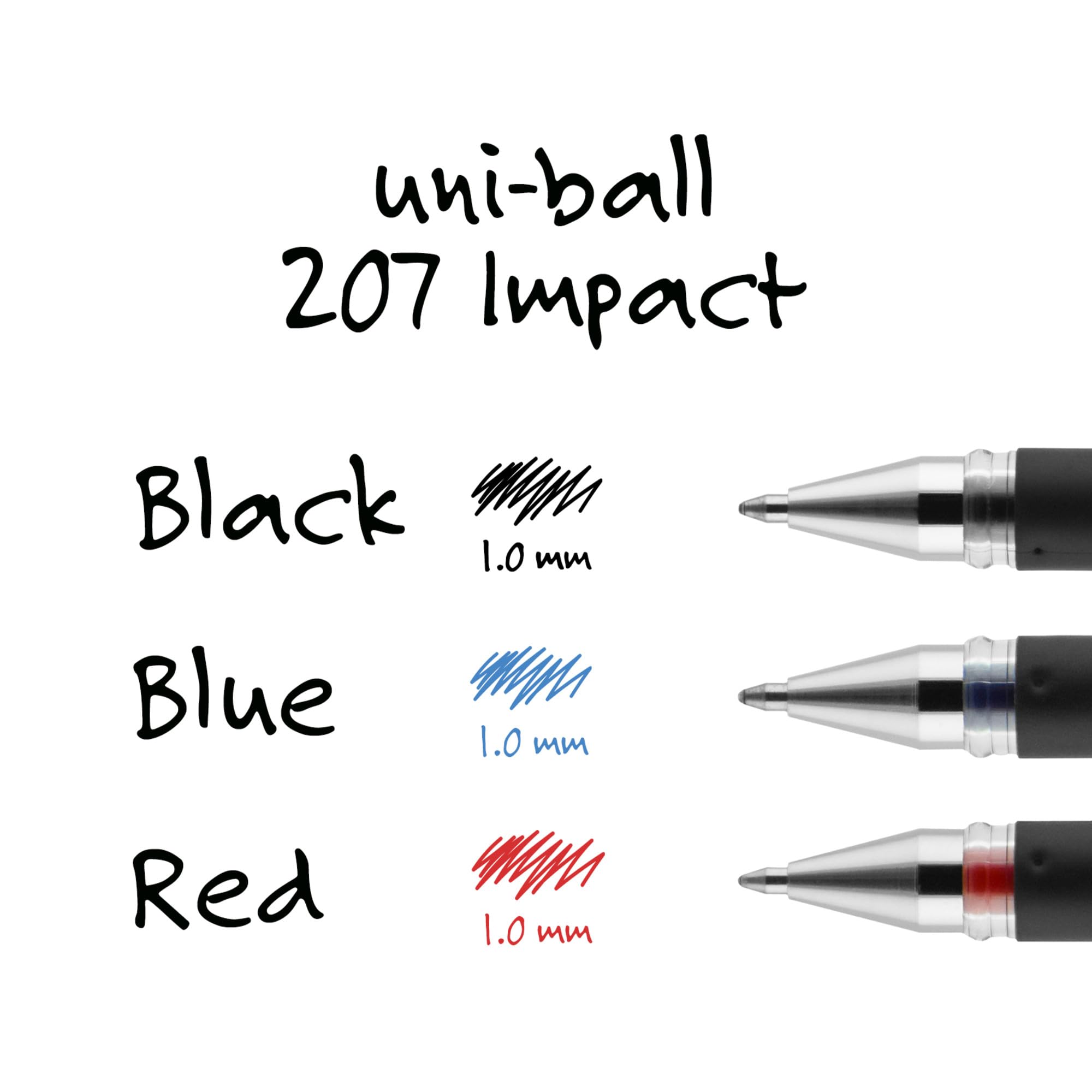 Uniball 207 Ersatzminen für Schlagstifte, 1,0 mm dicke Spitze, schwarze Tinte, 6 Ersatzminen