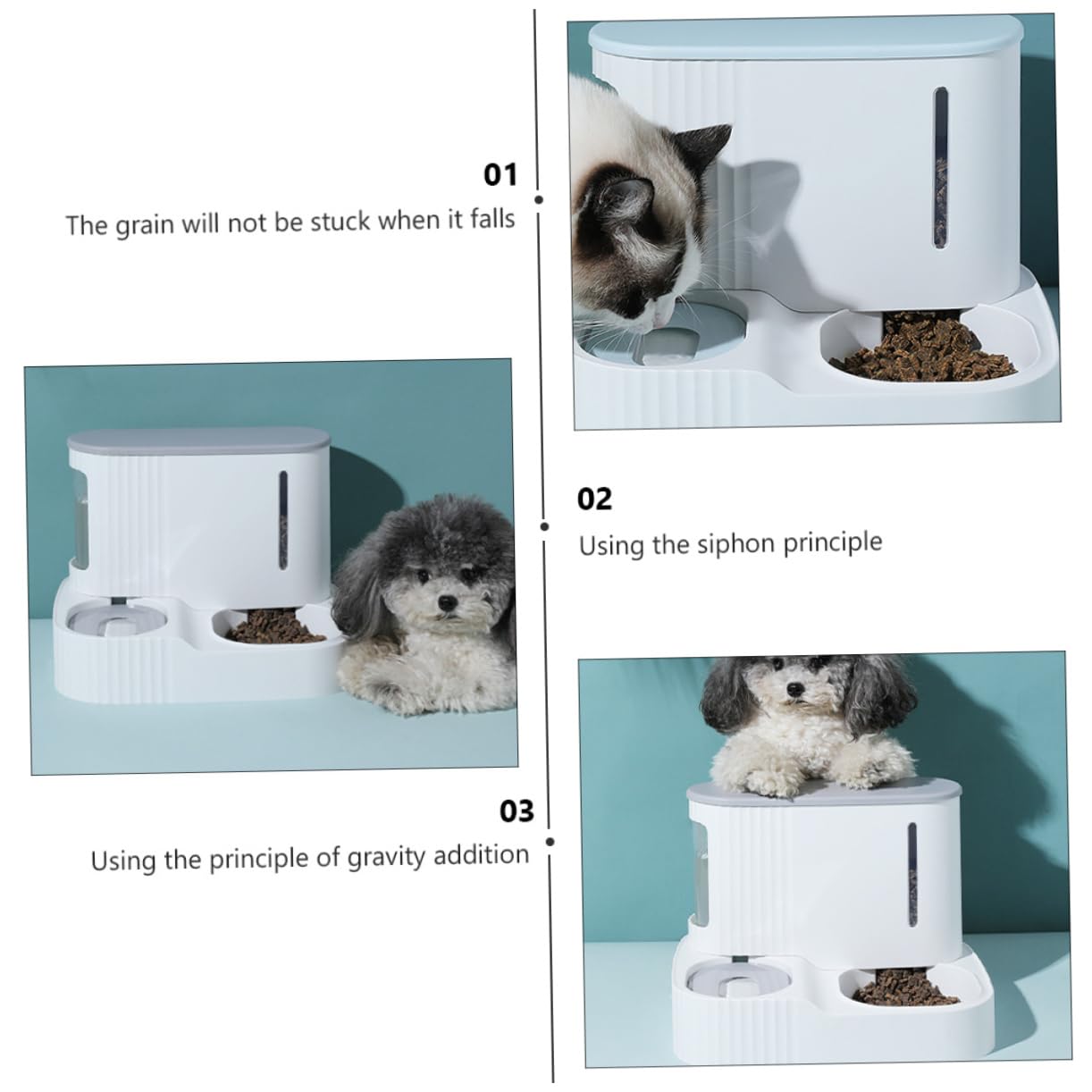 Happyyami Distributore Automatico di Cibo e Acqua per Cani, Ciotola Staccabile, Finestra Visiva, Serbatoio 3l per Crocchette, 0,85l per Casa Colore Casuale