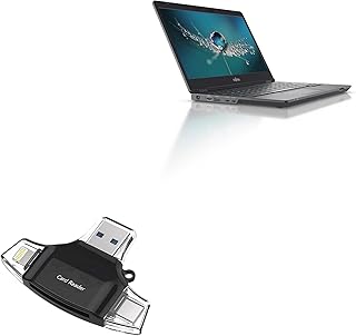 BoxWave Smart Gadget Compatible with Fujitsu LifeBook U7311 - AllReader SD Card Reader, microSD Card Reader SD Compact USB - Jet Black