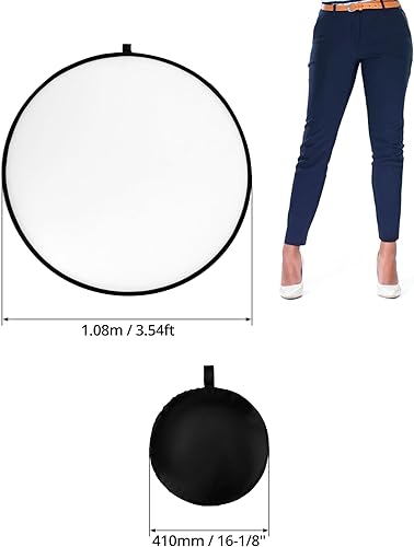 Miniatura 6 de QWORK Reflector de luz reflector de fotografía 5 en 1, paquete de 2 reflectores de luz circulares plegables, translúcido, plateado, dorado, blanco y