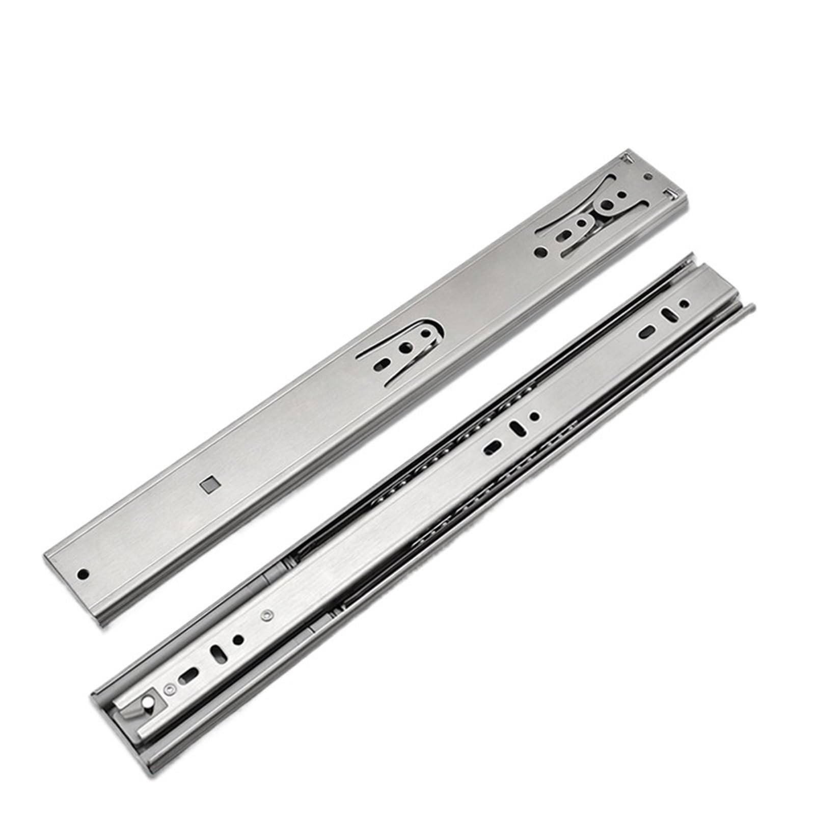 Ppqiru One Color 4Pcs 10"-22" Stainless Steel Cabinet Slides Soft Close Three-Section Drawer Rails Buffer Damper Hardware For Cabinet Drawer(Buffer 16Inch 40Cm)