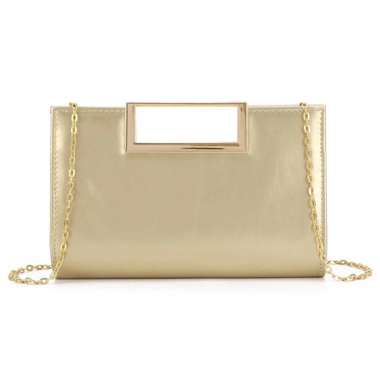 EVEOUT Pochette en Cuir PU Femmes Clutch Sac à Main de Soirée avec chaîne Sac à bandoulière élégant pour Mariage Plage Vacances(Or)