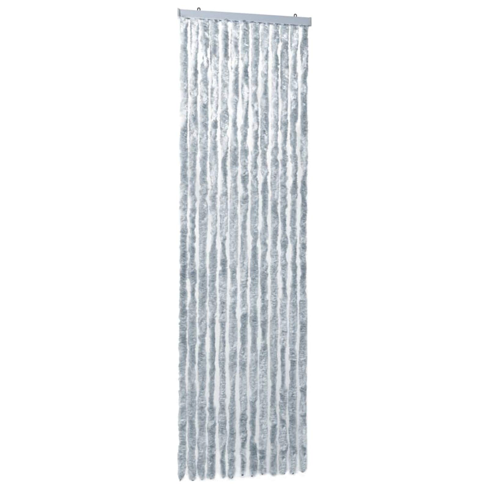 Tidyard Moustiquaire Rideau de Porte Protection Contre Insectes Anti-Moustique Mouche Caravane Blanc et Gris 56x200 cm Chenille