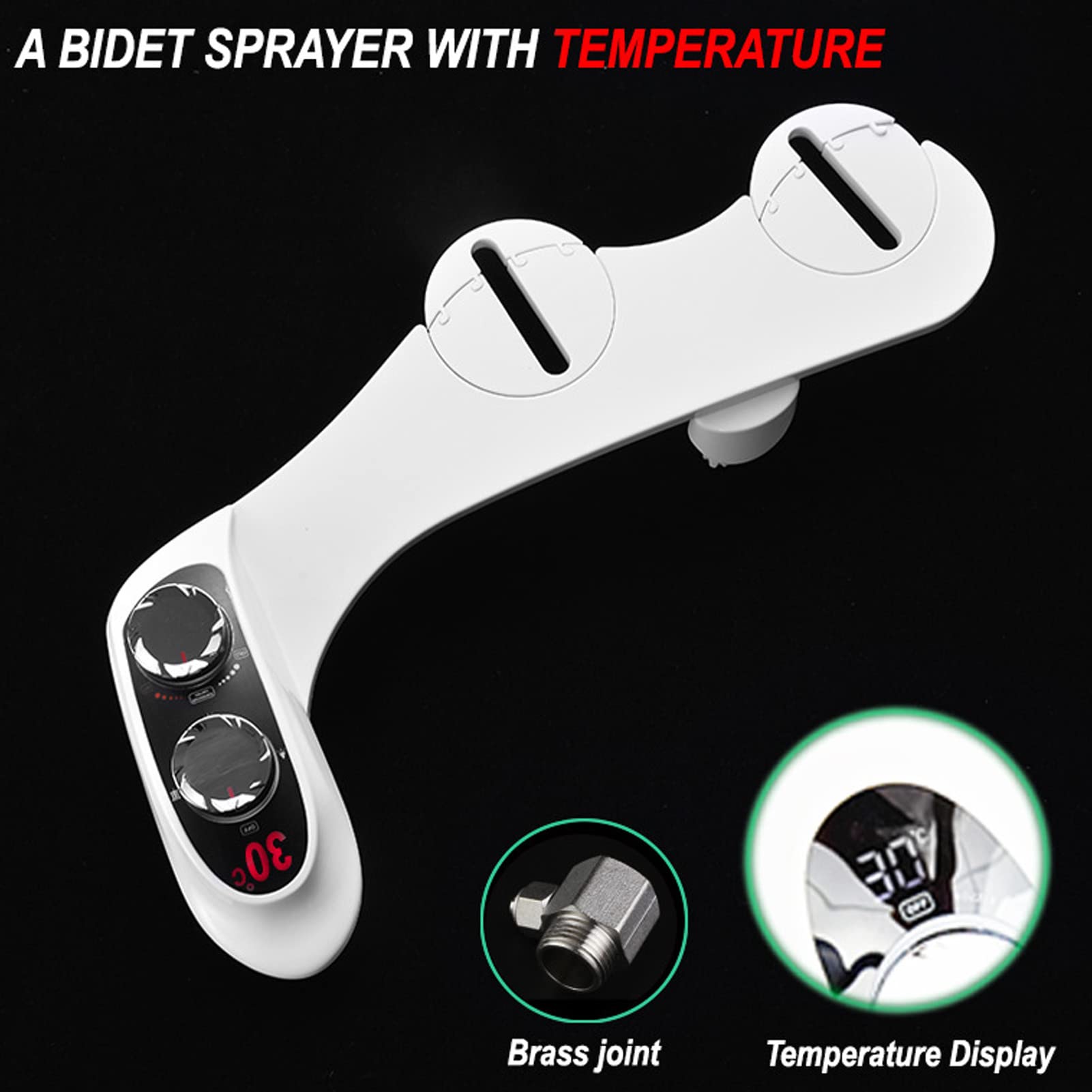 Generic Accesorio para bidé Frío y Caliente de Doble Boquilla, Pantalla Digital de Temperatura para Baño, Cómodo Diseño de ABS, Adecuado para Todos los Usuarios