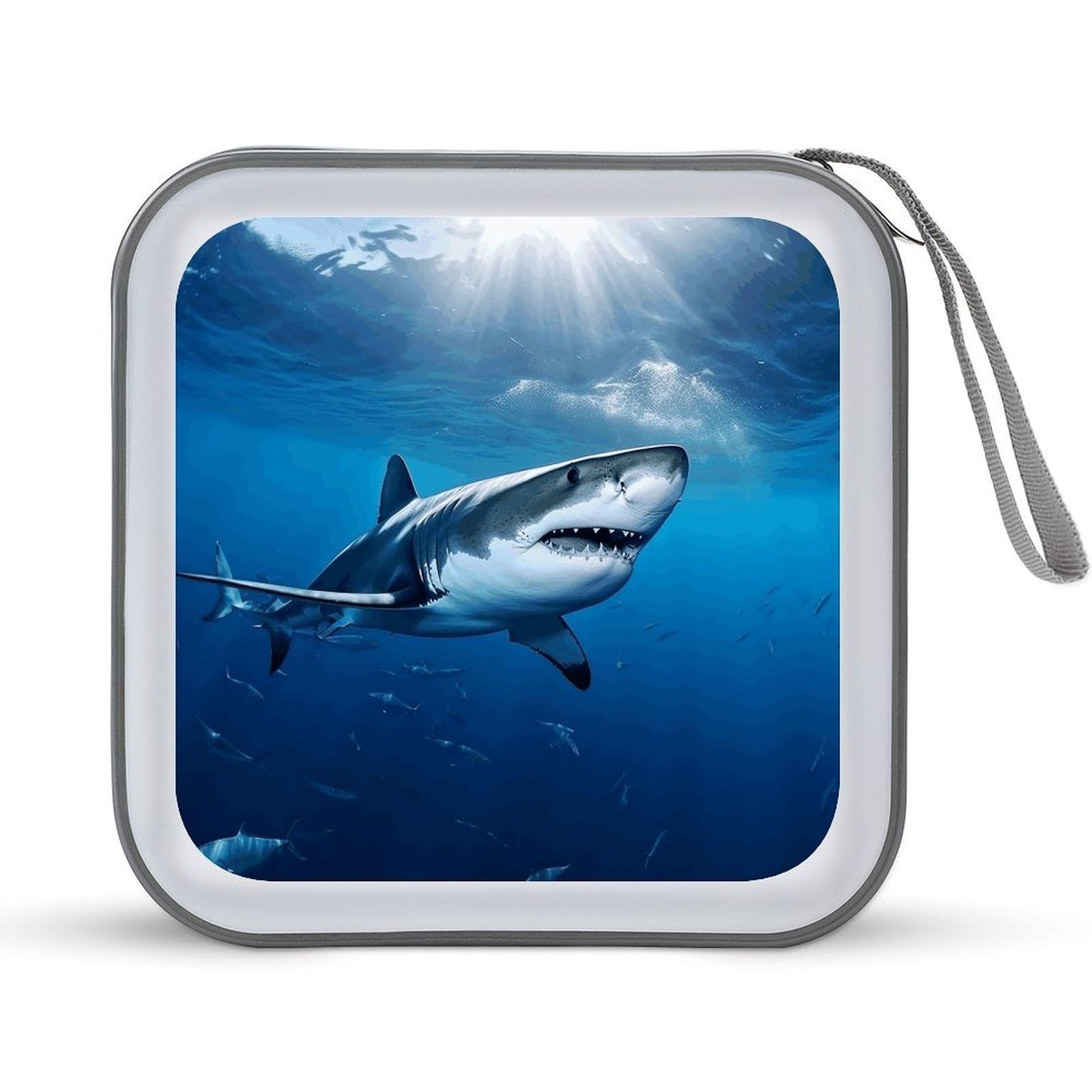 VstaDank Ocean Sea Animal Shark 40 Capacity CD Case with Zipper Disc, Portable CD Storage Organizer Hard Plastic Storage CD DVD Organizer for Home