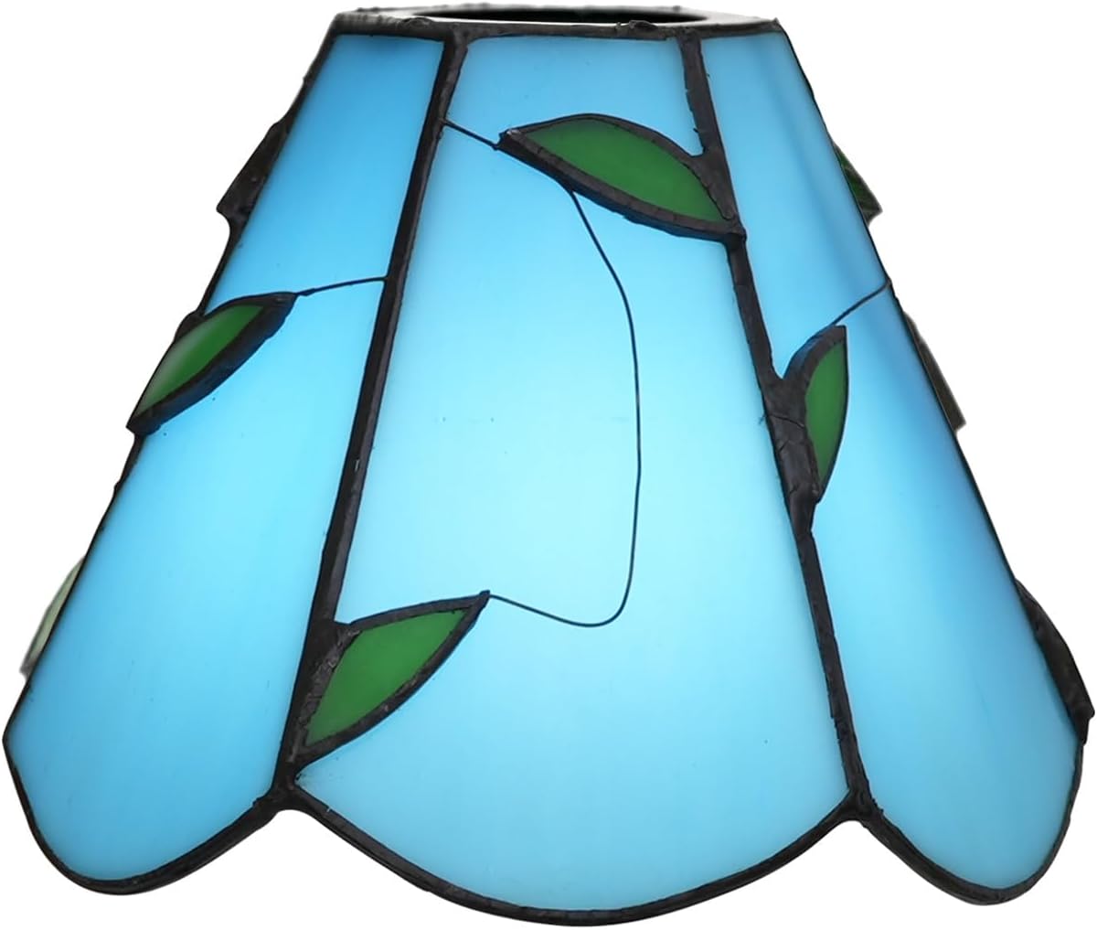 Tiffany Lamp Shades, 6 Inch Fresh Simple Leaves Stained Glass Lamp Shade Replacement Home Decor Lampshades Accessories Fit for Pendant Light Ceiling lights Wall lamp(Beige)