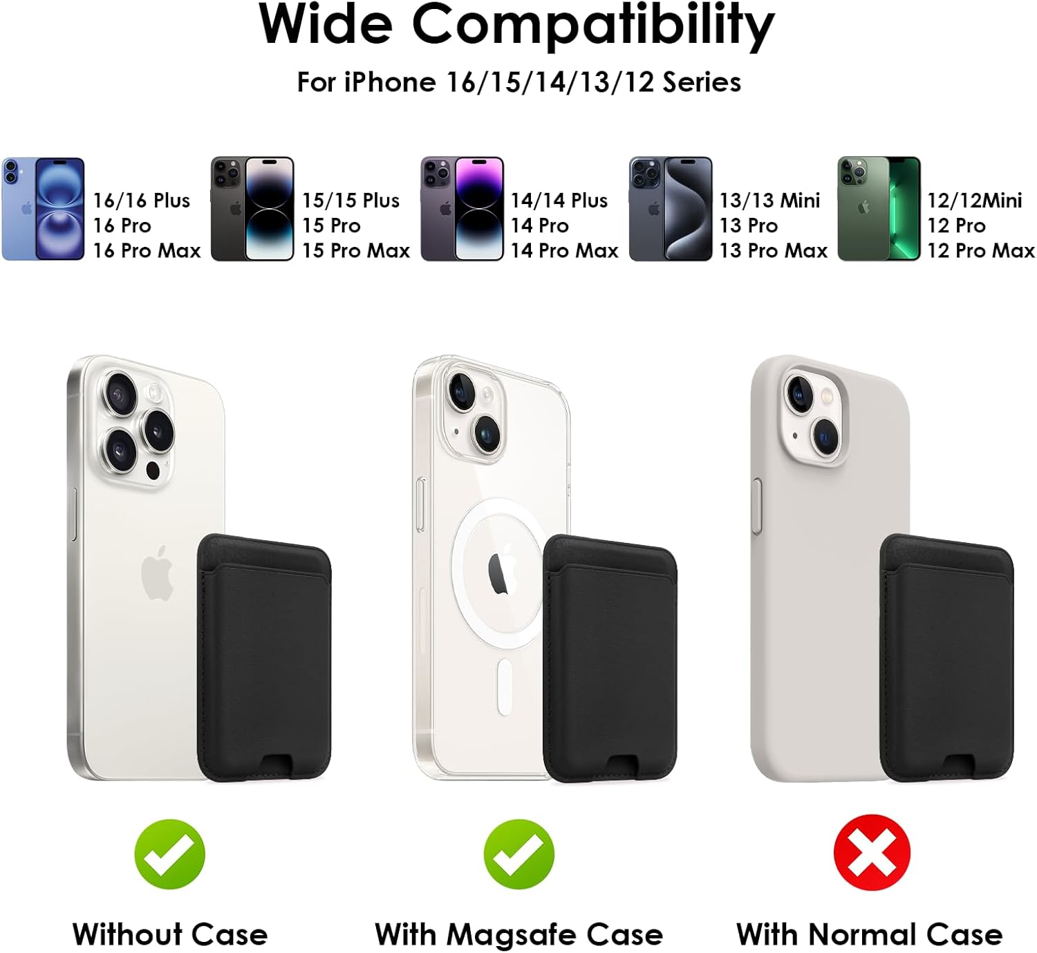 CreaDream for Magsafe Wallet, Magnetic Wallet 3-Card Holder, Vegan Leather, Compatible with iPhone 17/16 15/14/13/12 Series, Black - Image 6